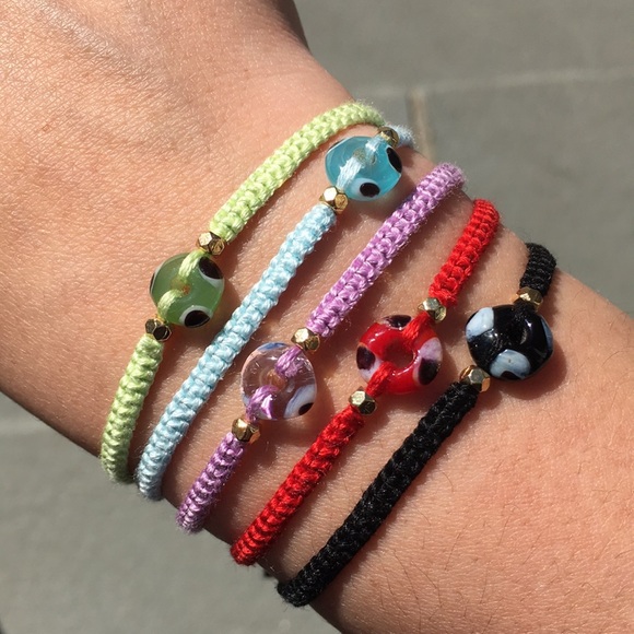 Handmade Glass Evil Eye Adjustable Bracelet 🧿 - Picture 8 of 13